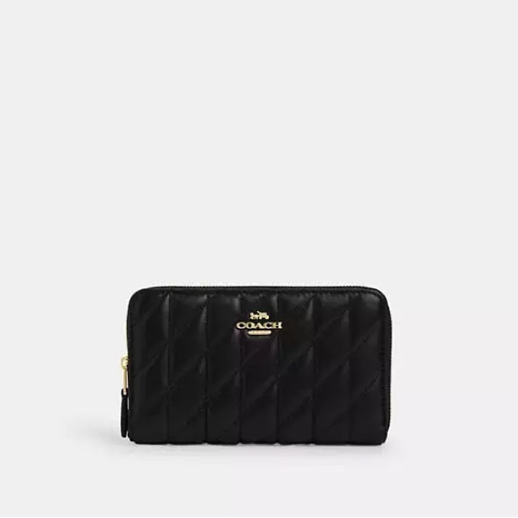 NWT - Medium Id Zip Wallet With Quilting GOLD/BLACK - Picture 1 of 11